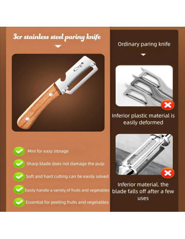 Pelador de Verduras ANMIOU con Mango de Madera y Abrebotellas