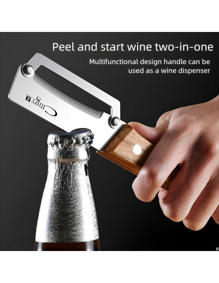 Pelador de Verduras ANMIOU con Mango de Madera y Abrebotellas