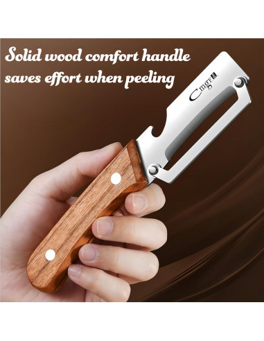 Pelador de Verduras ANMIOU con Mango de Madera y Abrebotellas