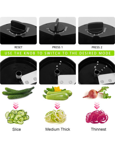Cortador Espiralizador de Verduras 3 en 1 SUREWIN Negro