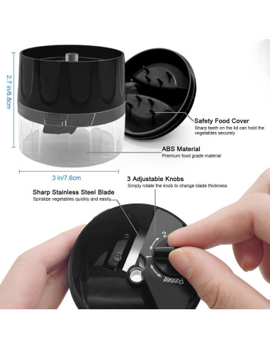 Cortador Espiralizador de Verduras 3 en 1 SUREWIN Negro