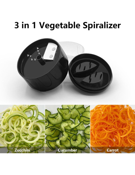 Cortador Espiralizador de Verduras 3 en 1 SUREWIN Negro