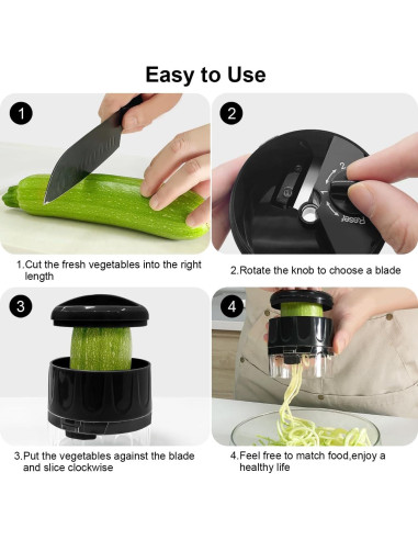 Cortador Espiralizador de Verduras 3 en 1 SUREWIN Negro