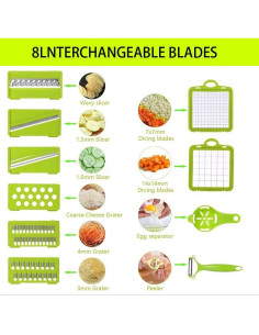 Picador de Verduras 14-en-1 KWBLWF con Cuchillas Intercambiables 2