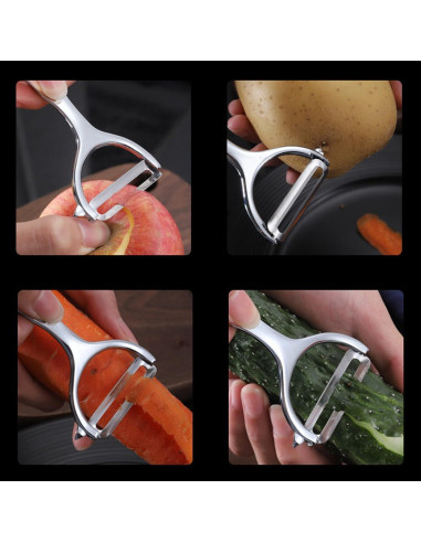 Pelador de Verduras y Frutas LASUND Acero Inoxidable Antideslizante