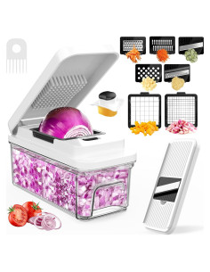 Cortador de Verduras 13 en 1 CrazyQueen con 7 Cuchillas y Contenedor 2L