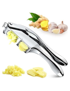 Prensa de Ajo y Picadora 2 en 1 Genérico - Aluminio, Apta Lavavajillas