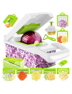 Cortador de Verduras 17-en-1 HYBIZEJZ con Contenedor Verde