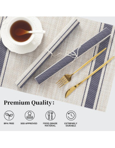 Manteles Individuales Leetaltree Caqui-Azul Juego de 6 2