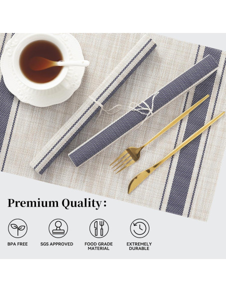 Manteles Individuales Leetaltree Caqui-Azul Juego de 6