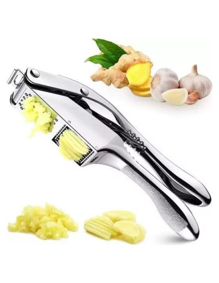 Prensa y Cortador de Ajo 2 en 1 Genérico - Acero Inoxidable