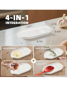 Plato Rallador de Ajo y Jengibre Luvan 4 en 1 Cerámica 2