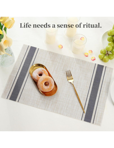 Manteles Individuales Leetaltree Caqui-Azul Juego de 6