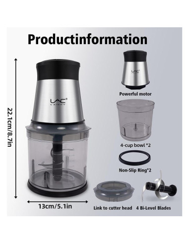 Procesador de Alimentos LAC LAICHY L-7826, 4 Tazas, 300W