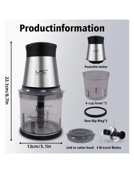 Procesador de Alimentos LAC LAICHY L-7826, 4 Tazas, 300W