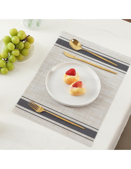 Manteles Individuales Leetaltree Caqui-Azul Juego de 6