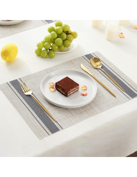 Manteles Individuales Leetaltree Caqui-Azul Juego de 6