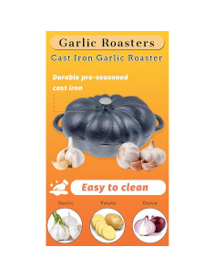 Asador de Ajo AOKDEER de Hierro Fundido Pre-Sazonado 21x13 cm 2