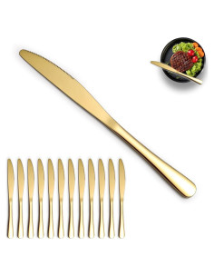 Juego de 12 cuchillos de cena dorados ReaNea de acero inoxidable