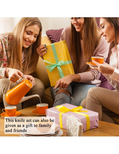 Juego de 12 cuchillos de cena dorados ReaNea de acero inoxidable