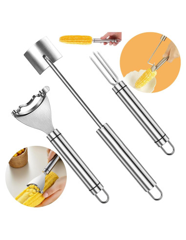 Set de Peladores de Maíz HKFALDRR 3 Piezas Acero Inoxidable