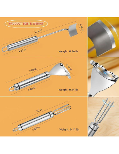 Set de Peladores de Maíz HKFALDRR 3 Piezas Acero Inoxidable