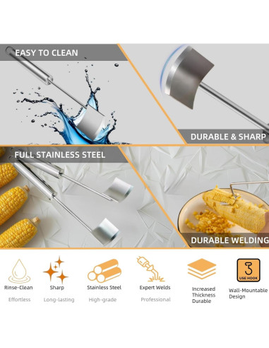 Set de Peladores de Maíz HKFALDRR 3 Piezas Acero Inoxidable