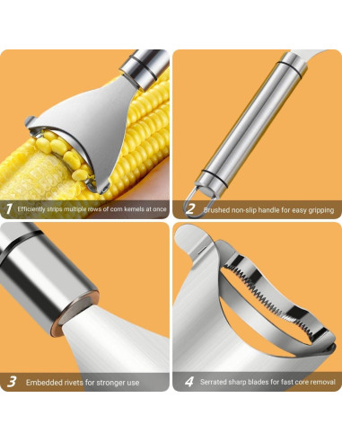 Set de Peladores de Maíz HKFALDRR 3 Piezas Acero Inoxidable