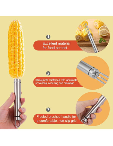 Set de Peladores de Maíz HKFALDRR 3 Piezas Acero Inoxidable