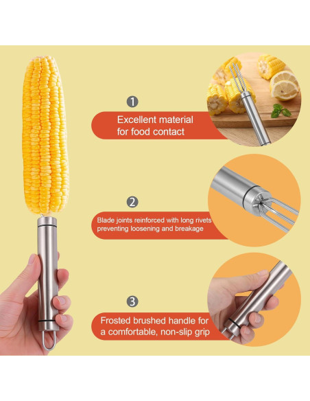 Set de Peladores de Maíz HKFALDRR 3 Piezas Acero Inoxidable