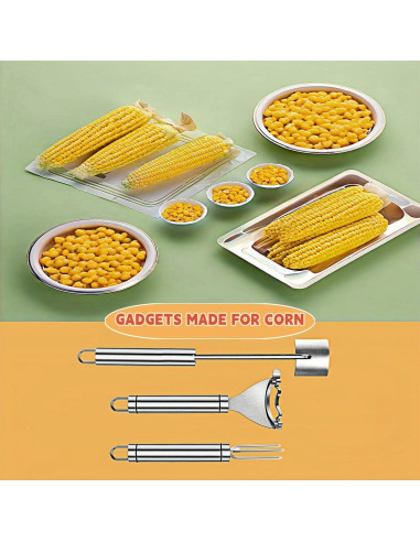 Set de Peladores de Maíz HKFALDRR 3 Piezas Acero Inoxidable