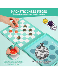 Juego de Damas Magnéticas NASHRIO 2 en 1 para Niños 2