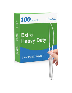 Cuchillos de Plástico Desechables Dealusy 100 Unidades 19.5 cm