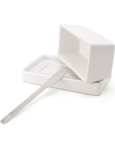 Plato para Mantequilla ZERO JAPAN BYK-12 WH con Cuchillo, Blanco