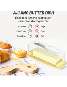 Plato para Mantequilla AJIJING con Tapa y Espátula Libre de BPA 2