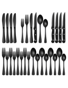 Juego de Cubiertos EWFEN Negro 24 Piezas Acero Inoxidable