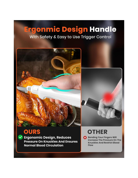 Cuchillo Eléctrico Inalámbrico Laudlife 40.7 cm Ergonomico