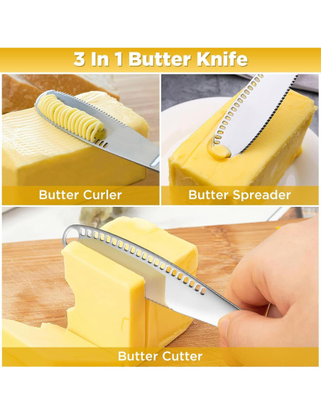 Cuchillo para Mantequilla ALLOMN 3 en 1 Acero Inoxidable 20 cm