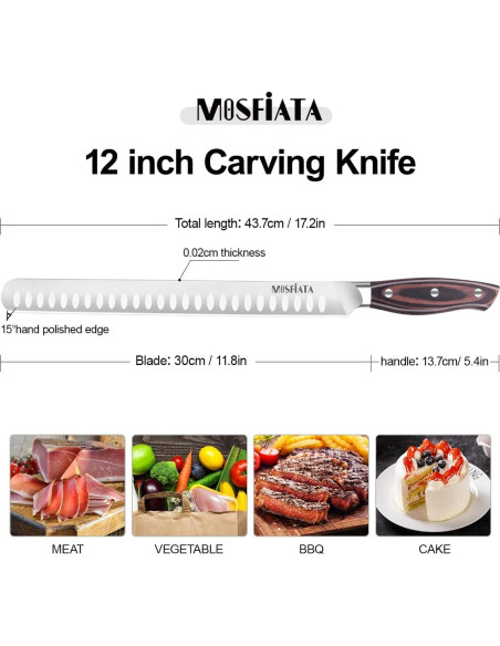 Cuchillo de Rebanar MOSFiATA 30.48 cm Acero Alemán Forjado