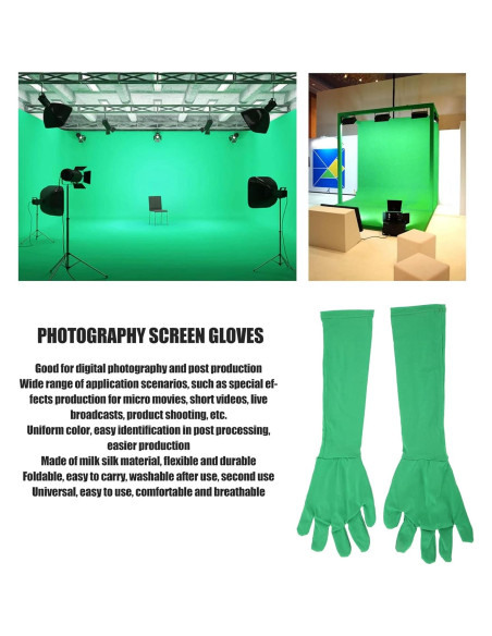 Guantes Verde Chromakey Luqeeg para Fotografía y Video
