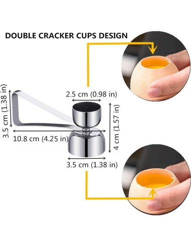 Cortador de Huevos Doble Taza Ishang Acero Inoxidable 10.8 cm