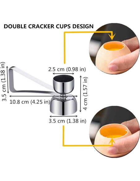 Cortador de Huevos Doble Taza Ishang Acero Inoxidable 10.8 cm