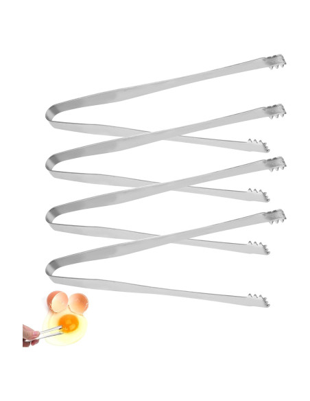 4 Pinzas de Acero Inoxidable BOXOB para Chalaza de Huevo 15.2 cm