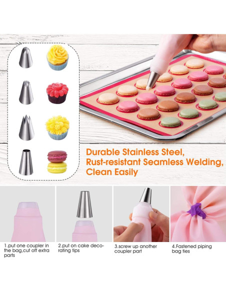 Kit de Hornear Macarons Angadona - 30 Piezas Silicona