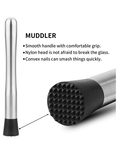 Set de Muddler y Cuchara de Bar tifanso - Acero Inoxidable