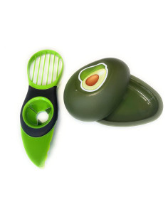 Cortador de Aguacate 3 en 1 Genérico con Contenedor Verde