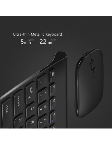 Combo Teclado y Ratón Inalámbrico Seenda Negro Compacto