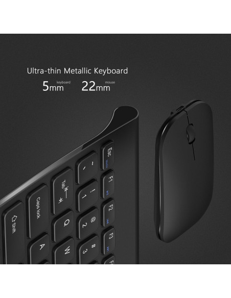 Combo Teclado y Ratón Inalámbrico Seenda Negro Compacto