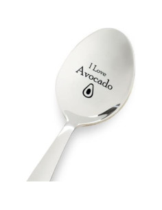 Cuchara de acero inoxidable personalizada 'Me encanta el aguacate' 17.5 cm