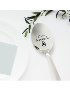 Cuchara de acero inoxidable personalizada 'Me encanta el aguacate' 17.5 cm 2